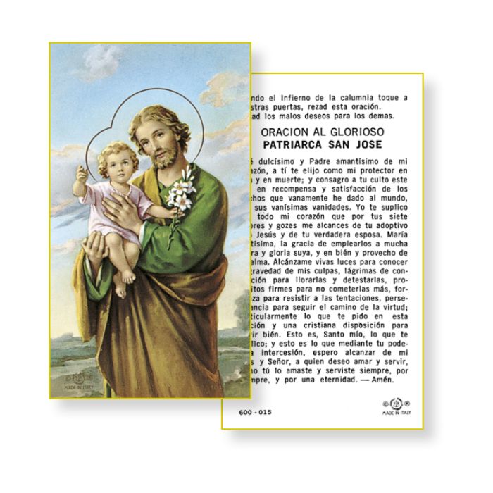 Oracion Al Glorioso Patriarca San Jose Estampita (Prayer to St. Joseph Holy Card)