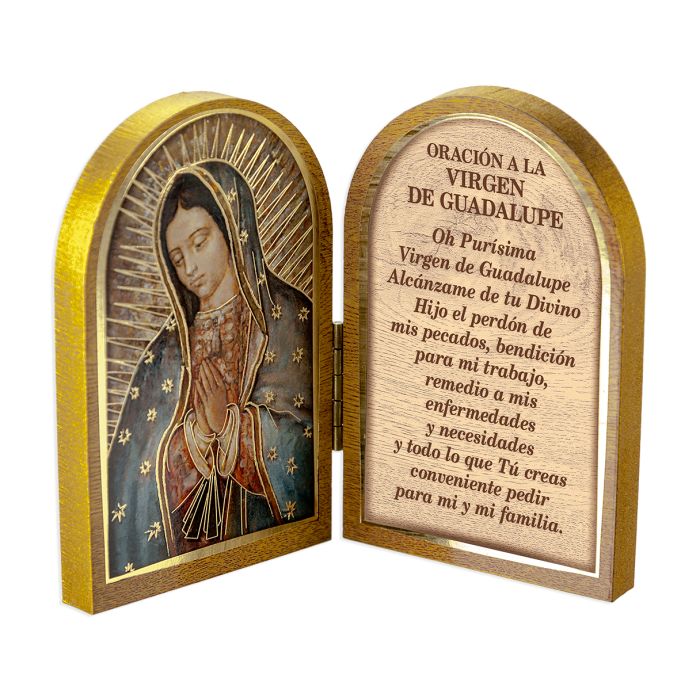 Our Lady of Guadalupe Standing Plaque with Spanish Prayer