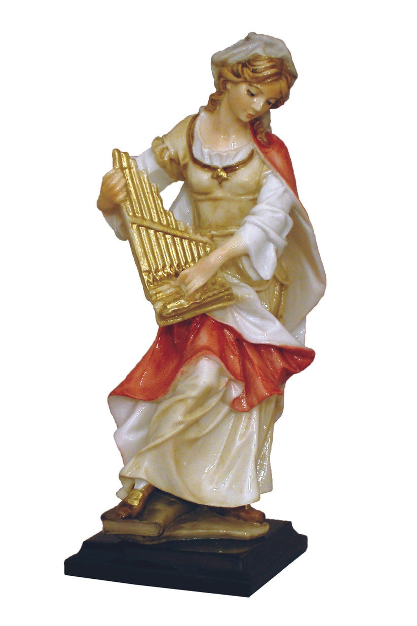 St. Cecilia Baroque Style 8" Hand-Painted Italian Statue
