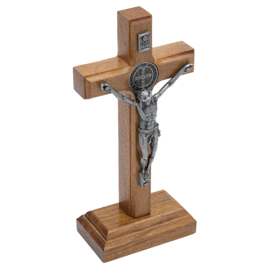 St. Benedict Standing Wood Crucifix