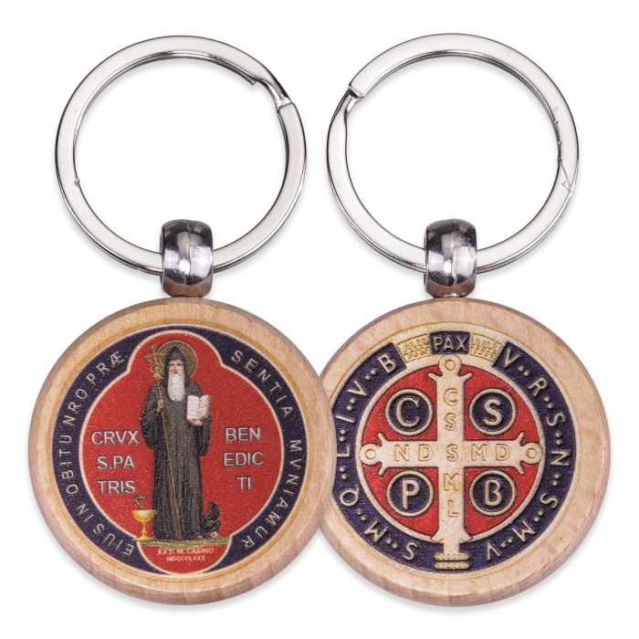 Wood St. Benedict Keychain