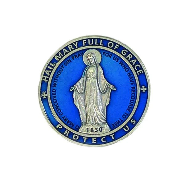 Our Lady of Grace, Blue Enamel Visor Clip - 2"