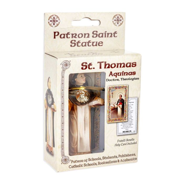 4" St. Thomas Aquinas Statue with Holy Card