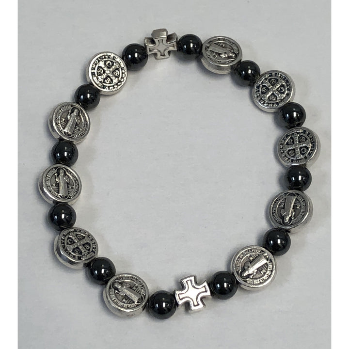 Hematite Bead St. Benedict Rosary