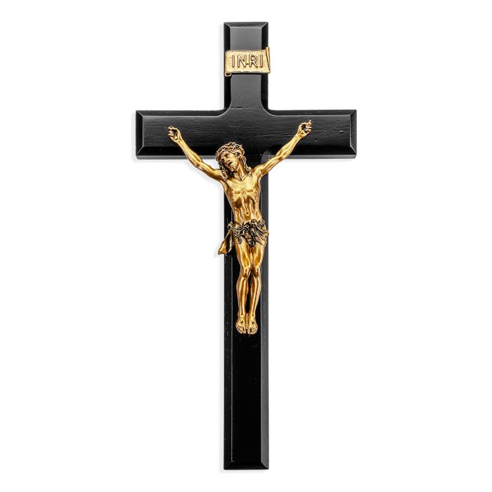 12" Black Wood Crucifix