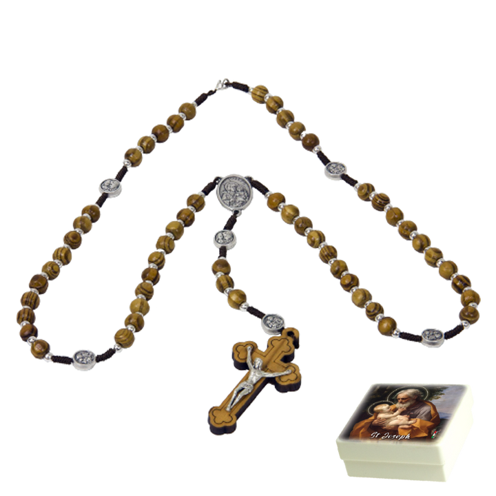 St. Joseph Wood Rosary with Keepsake Box