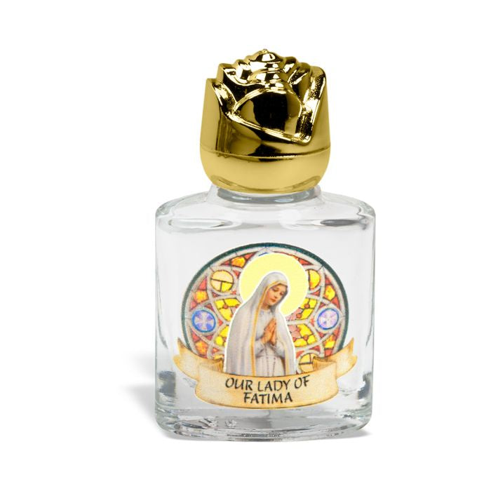Our Lady of Fatima Glass Holy Water Bottle