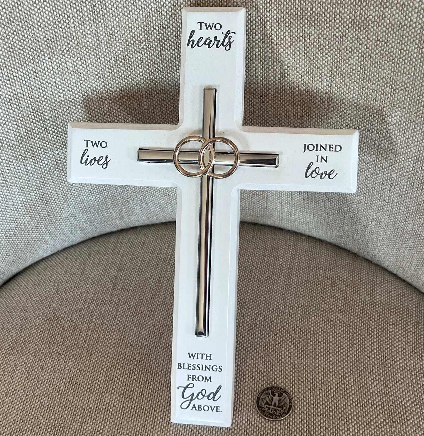 Marriage Wall Cross with Wedding Bands - 10"