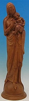Madonna & Child, Wood Stained Outdoor Statue - 24"