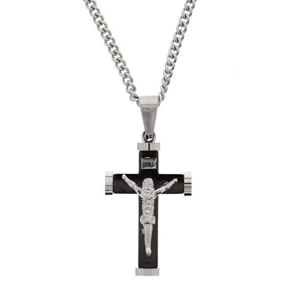 Stainless Steel Crucifix Necklace - 24" Chain