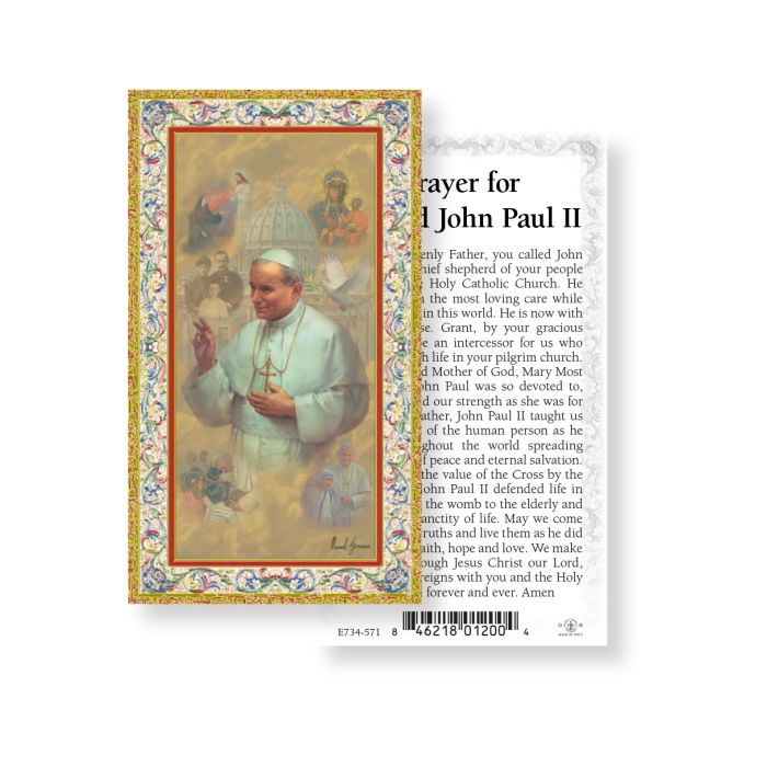 St. John Paul II - Gilded Paper Holy Card