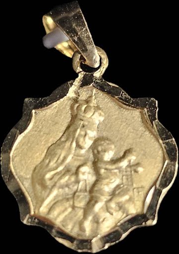 14kt Gold Scapular Medal of Sacred Heart of Jesus and Our Lady of Mt. Carmel