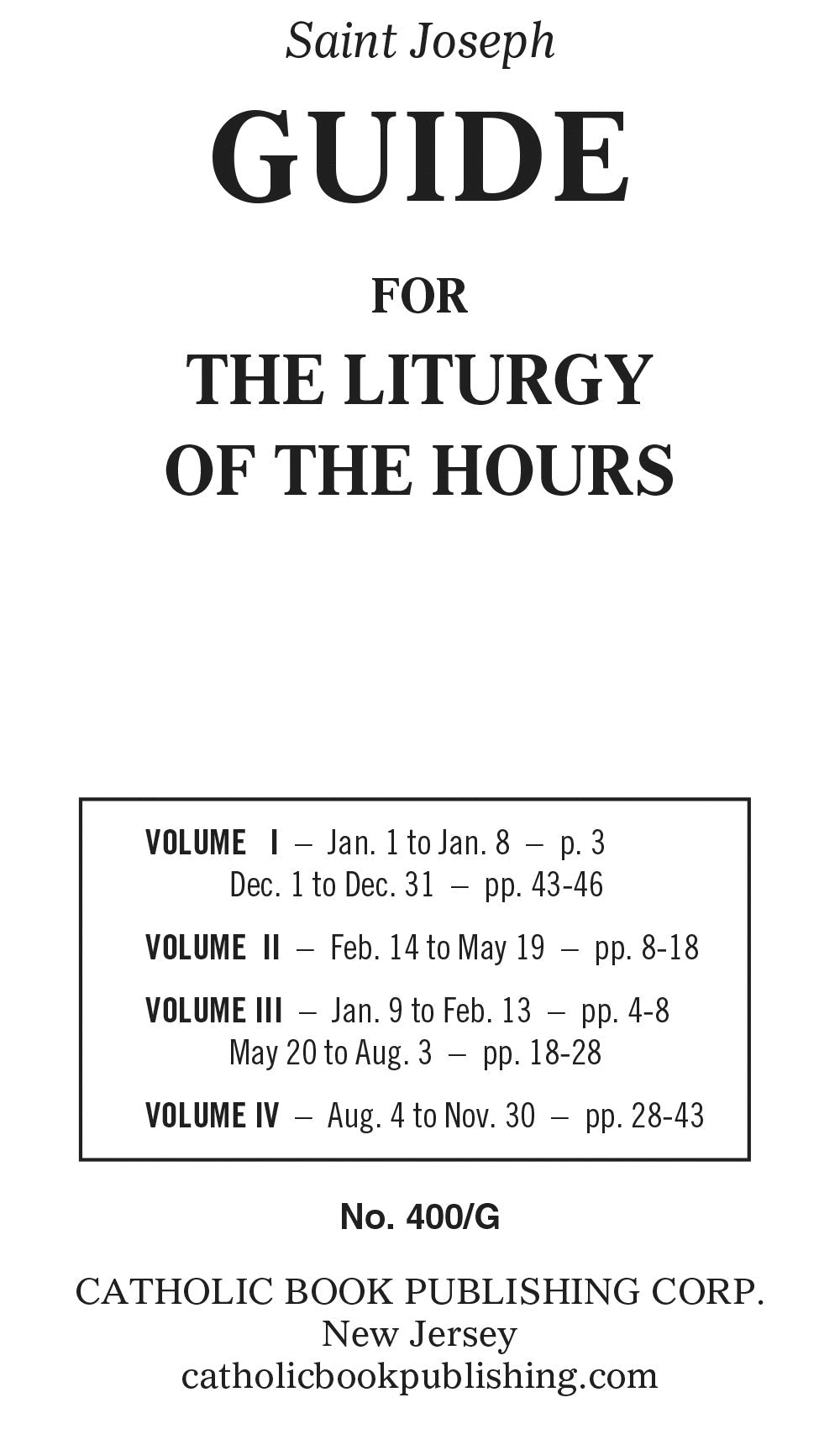 Guide for Liturgy of the Hours (4 Volume)