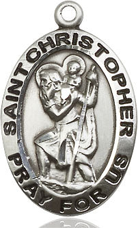 St. Christopher Sterling Silver Oval Pendant