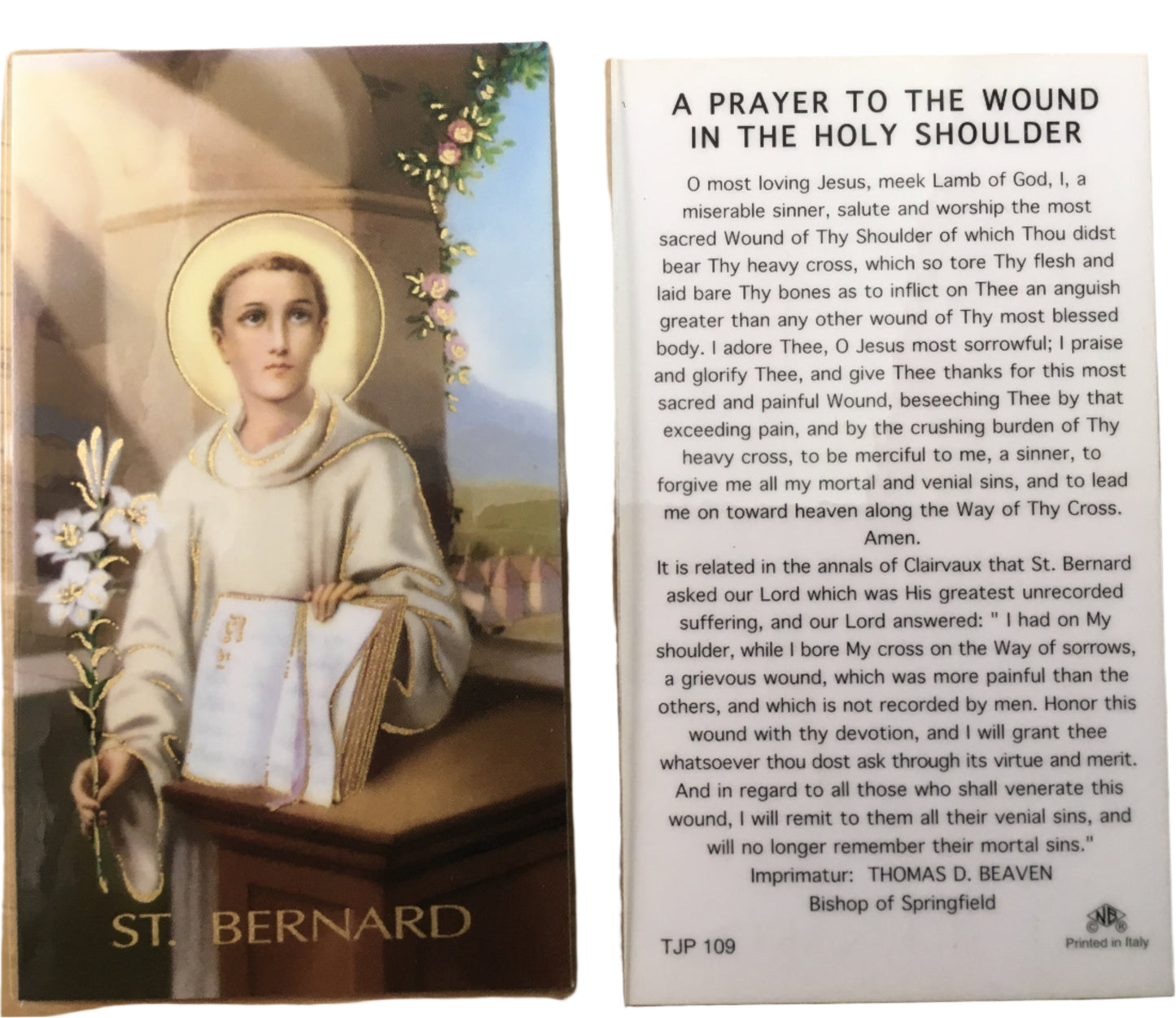 St. Bernard, A Prayer to the Wound in the Holy Shoulder Holy Card (Limited)