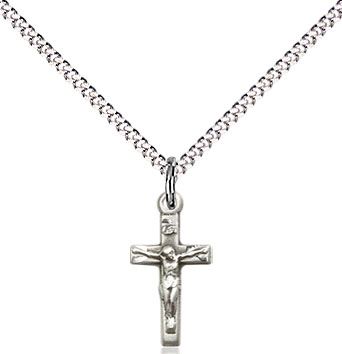 Small Sterling Silver Crucifix on 18" Rhodium Chain