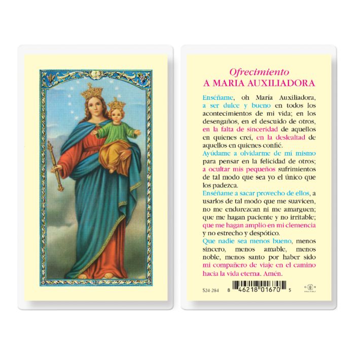 Ofrecimiento A Maria Auxiliadora Holy Card