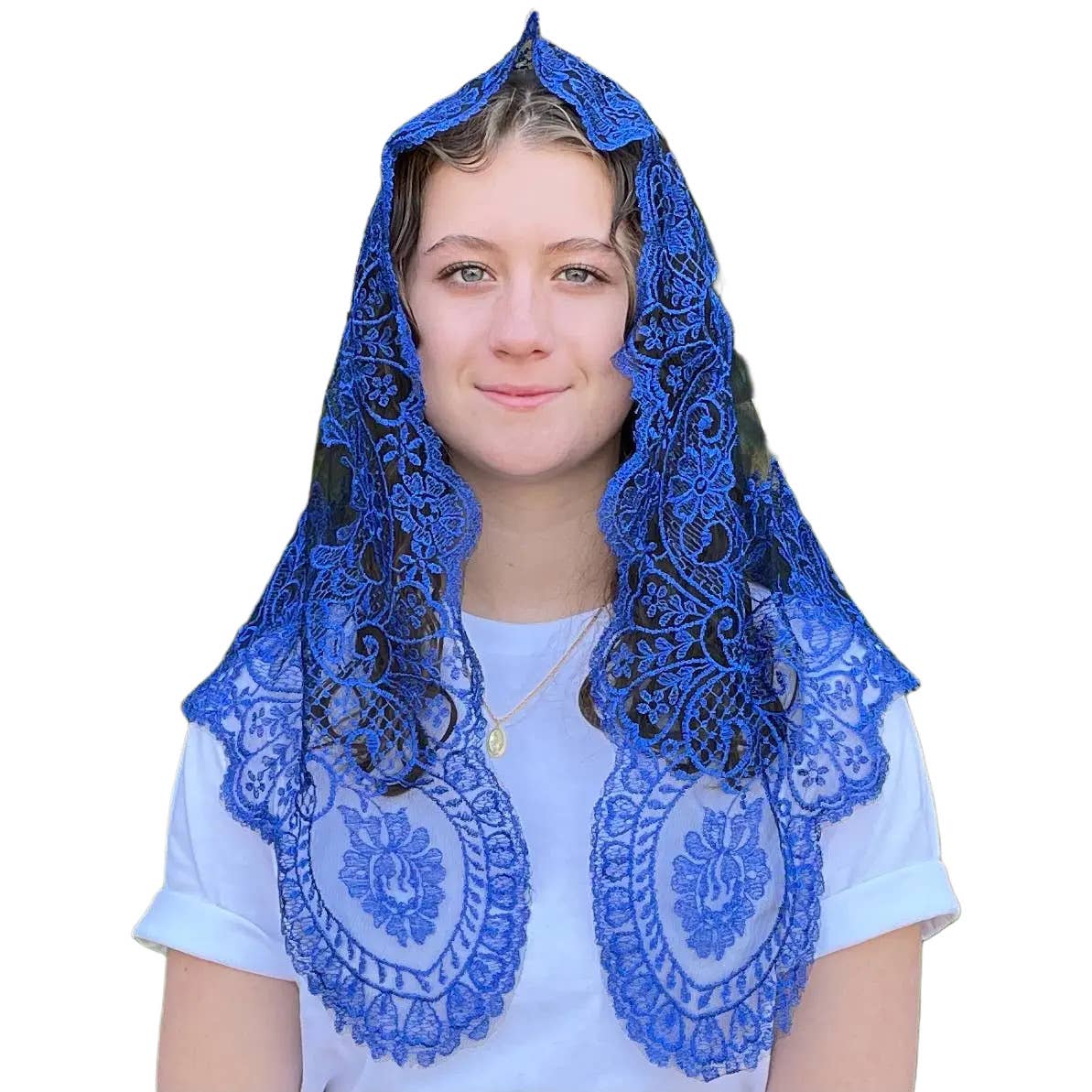 Ave Maria Spanish Lace Veil - BLUE