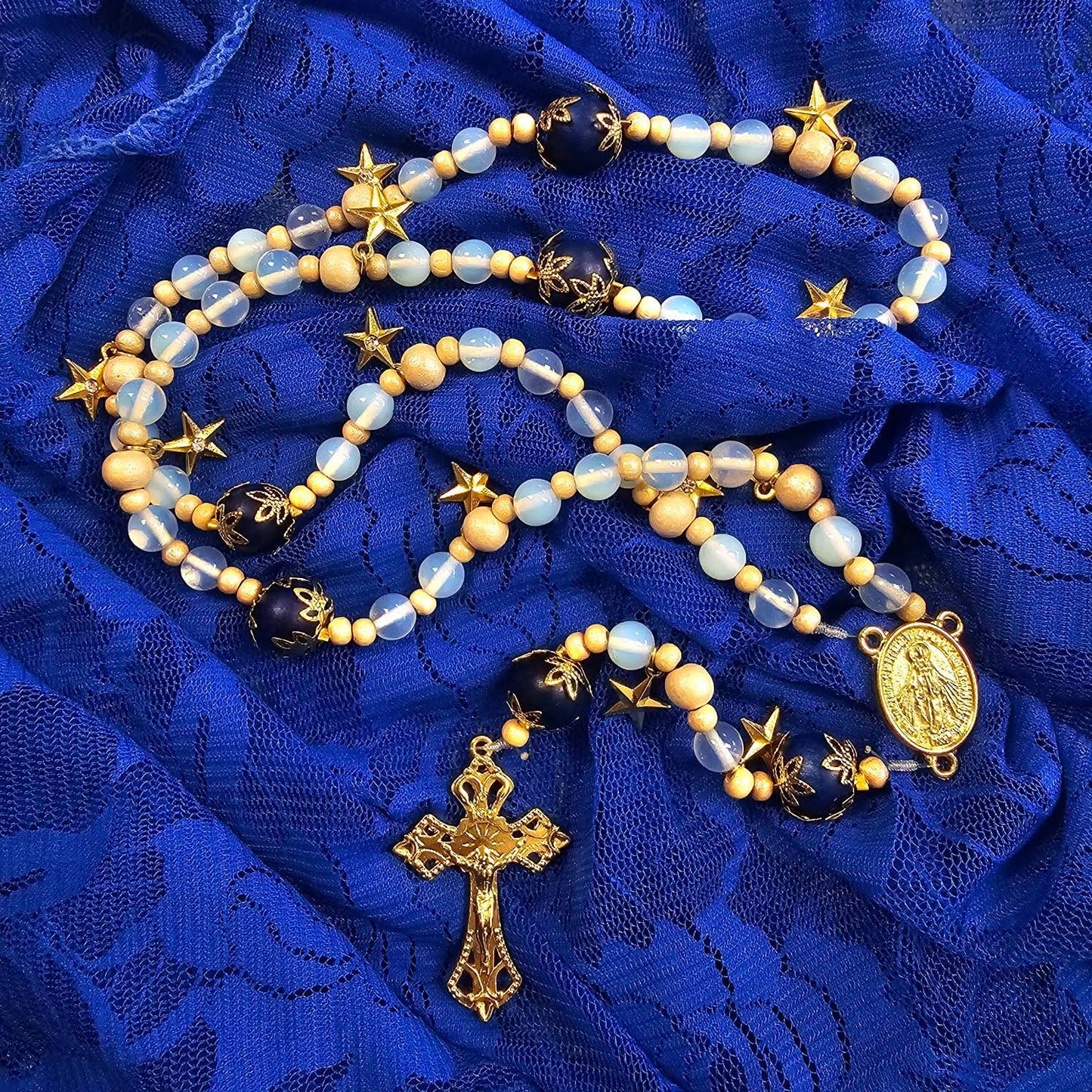 Our Lady of Grace, 12 Stars Rosary with Glass Bottle Case