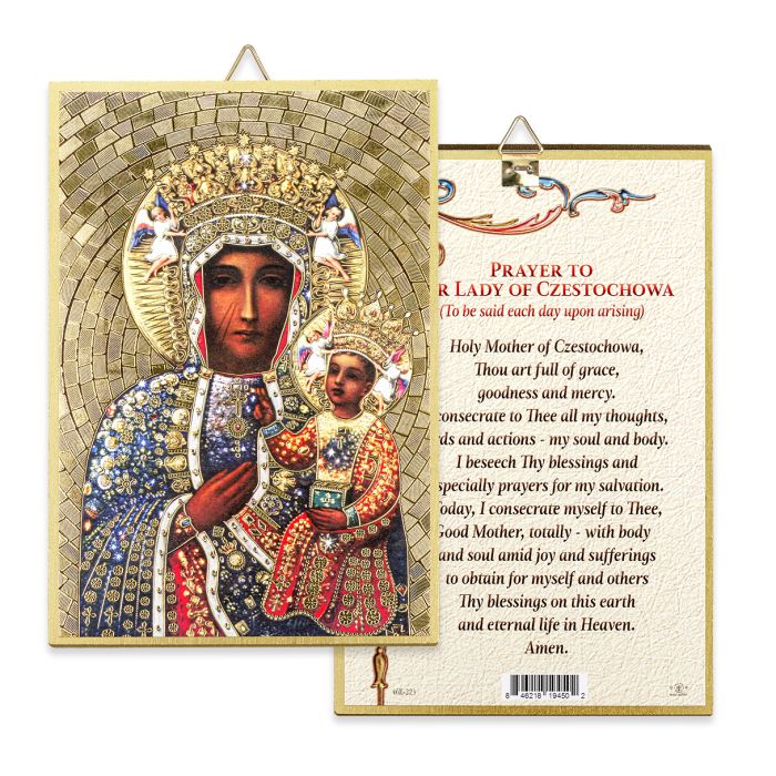 Gold Foil Our Lady of Czestochowa Mosaic Plaque - 4 x 6"