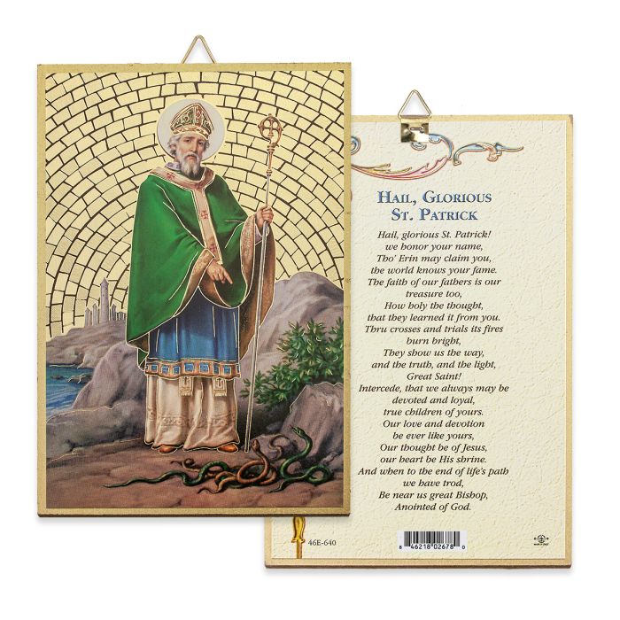 St. Patrick Mosaic Gold Foil Wood Plaque - 4x6"