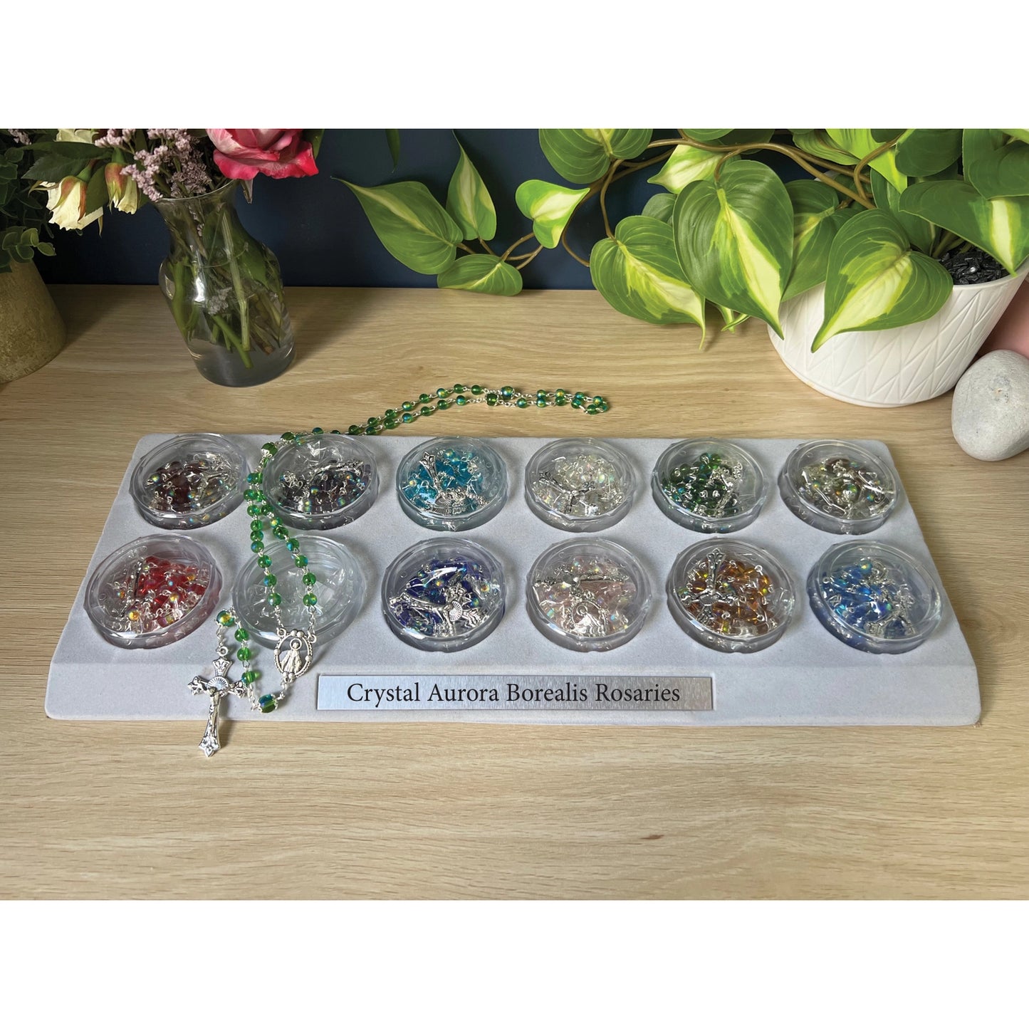 Crystal Aurora Borealis Bead Rosary - Assorted