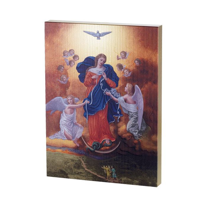 Our Lady Untier of Knots Gold Embossed Wood Plaque - 7 1/2" x 10" – St ...