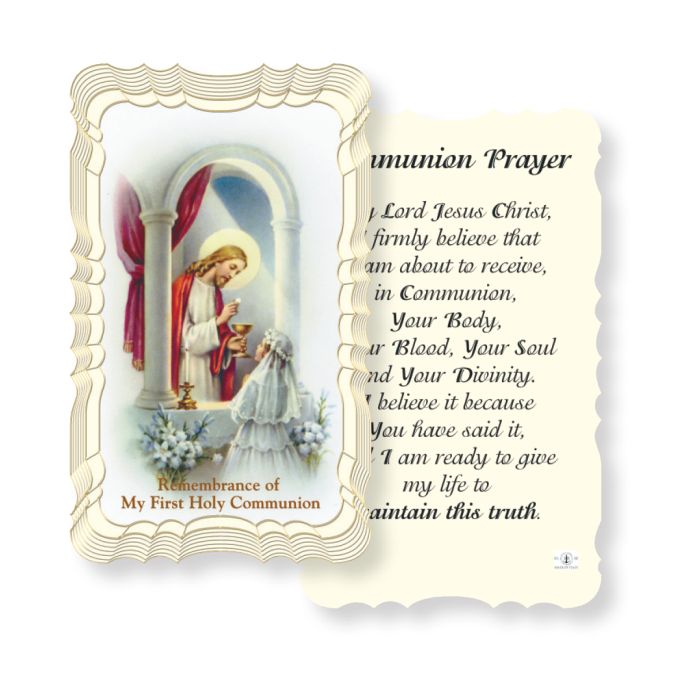 Communion Prayer Holy Card with Scalloped Edge for First Holy Communion