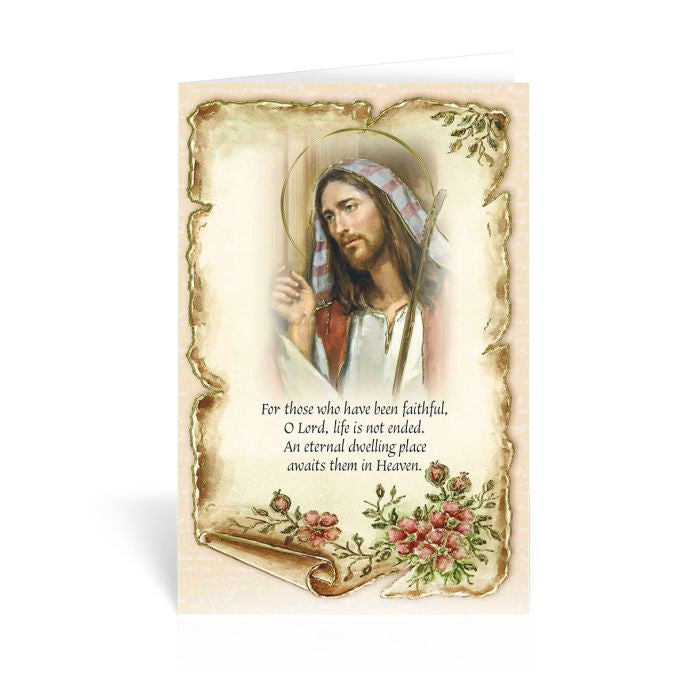 Jesus Knocking At The Door Sympathy Card ??? St. Anthony's Catholic Gift Shop