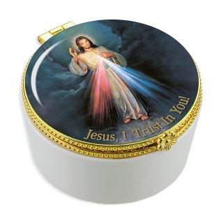 The Sacred Hearts of Jesus and Mary Porcelain Rosary Box