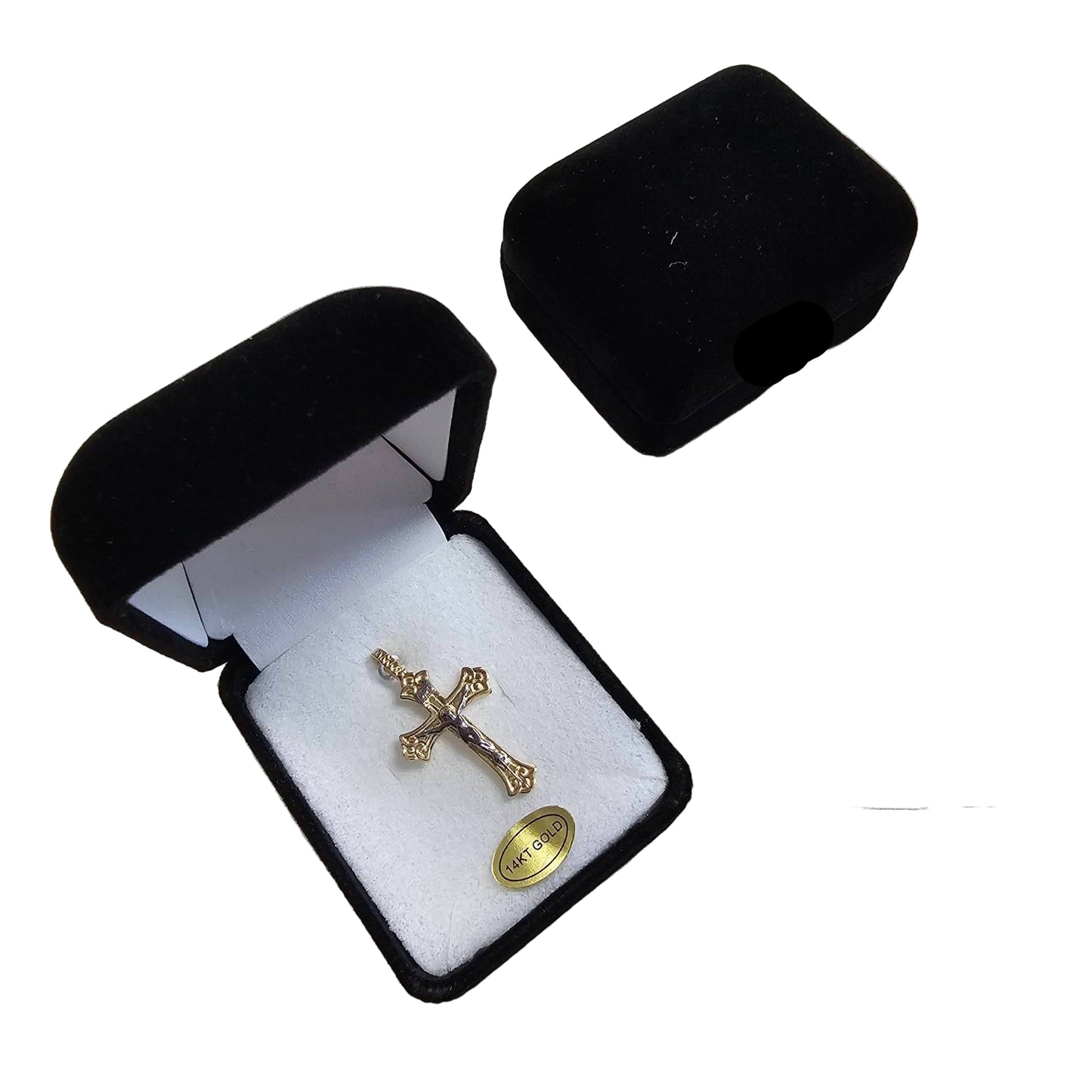 Two Tone Crucifix, 14 KT Gold Medal