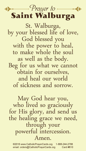 St. Walburga Holy Card