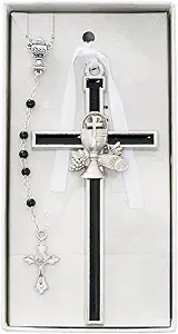 First Holy Communion Enamel Cross with Matching Rosary