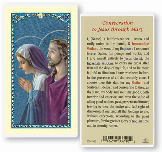 Consecration to Jesus through Mary, Prayer - Holy Card