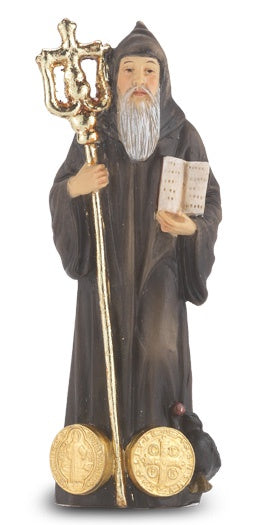 St. Benedict - 4" Statue with Holy Card