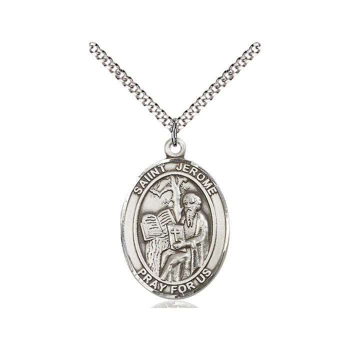 St. Jerome, Sterling Silver Oval Patron Series - Necklace