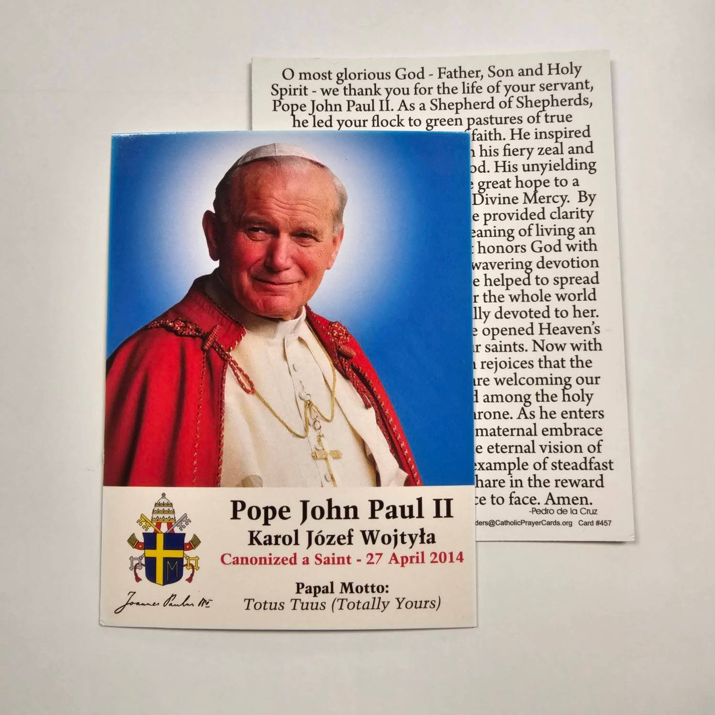 St. John Paul II, Memorial Holy Card