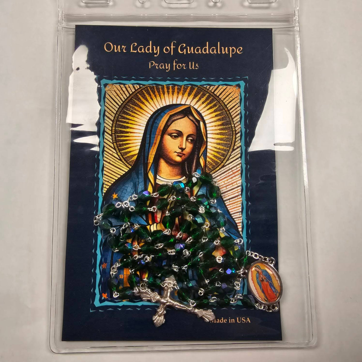 Our Lady of Guadalupe Rosary with Photo Center and Prayer Card