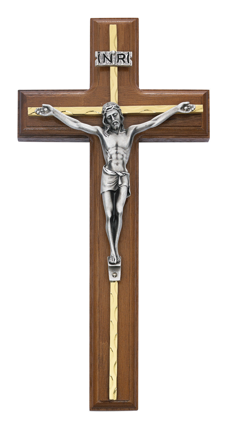 10" Walnut Crucifix with Gold Inlay