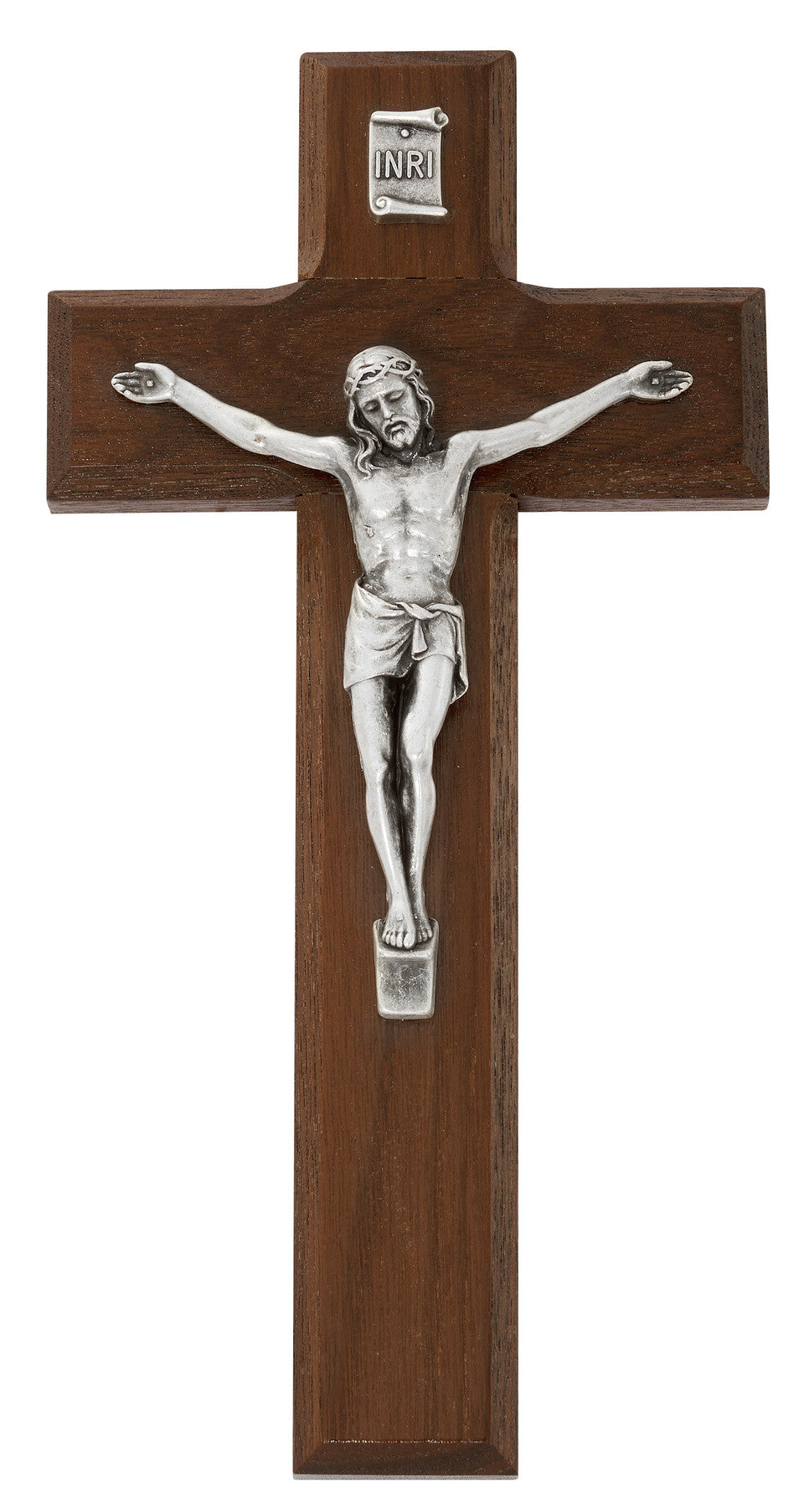 8" Beveled Walnut Crucifix