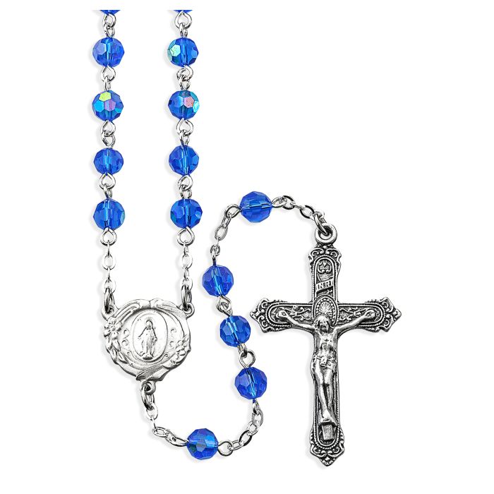 Sapphire Aurora Borealis Bead Rosary