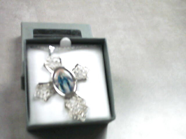 Our Lady of Grace photo cross necklace in silver color