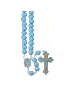 Pink or Blue Wood Bead Rosary