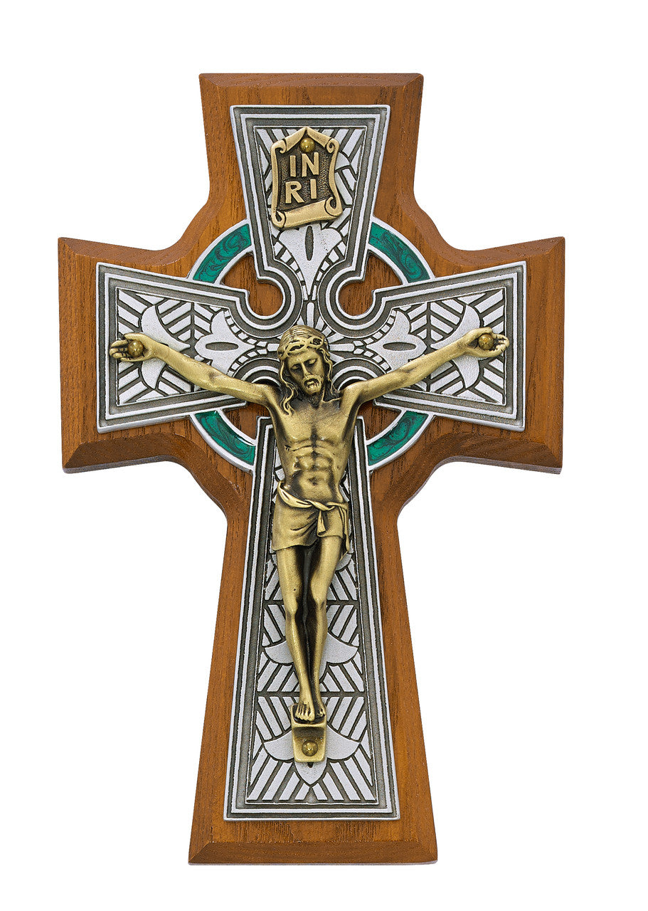 5 1/2" Walnut Irish Crucifix