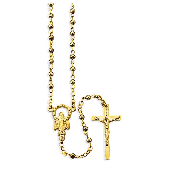 Gold Finished Metal Bead Rosary