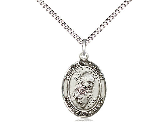 Blessed Trinity Sterling Silver Medal with Rhodium Chain
