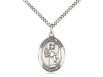 St. Uriel the Archangel Sterling Silver Medal with Rhodium Chain