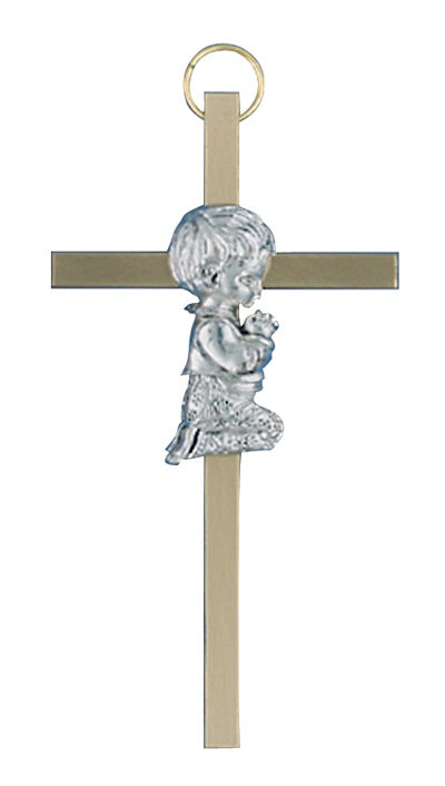 Praying Child Brass Cross 3.5in