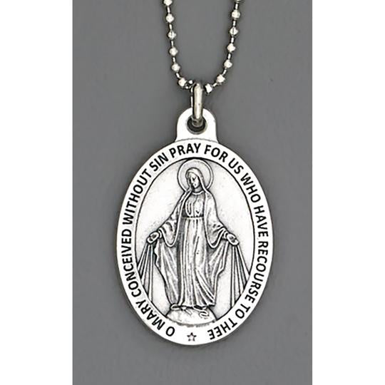 1-1/2 inch with 8 inch ball chain- Mary Miraculous Medal