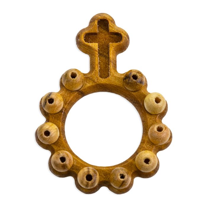 Olive Wood Carved Rosary Ring